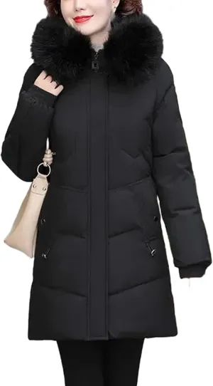 Winter Clothe Padded Jacket Thin Cotton-Padded Jacket Women Mid-Length Fleece Thickening Elderly Lady Cotton-Padded Coat
