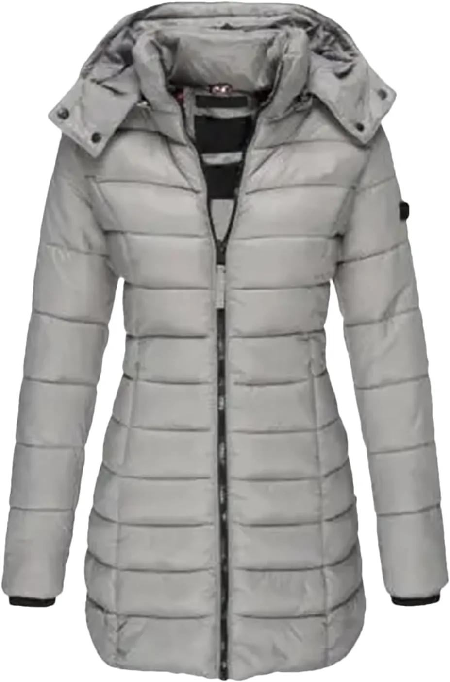Winter Cotton Padded Jacket Women Autumn Outwear Zipper Long Sleeve Warm Pockets Hoodie Lightweight Coat