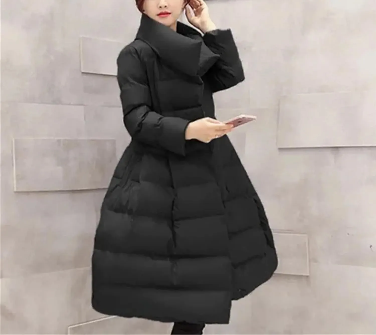 Winter Jacket Cotton Coat Women's Parkas Mid Length Korean Slim Warm Cotton Padded Coat