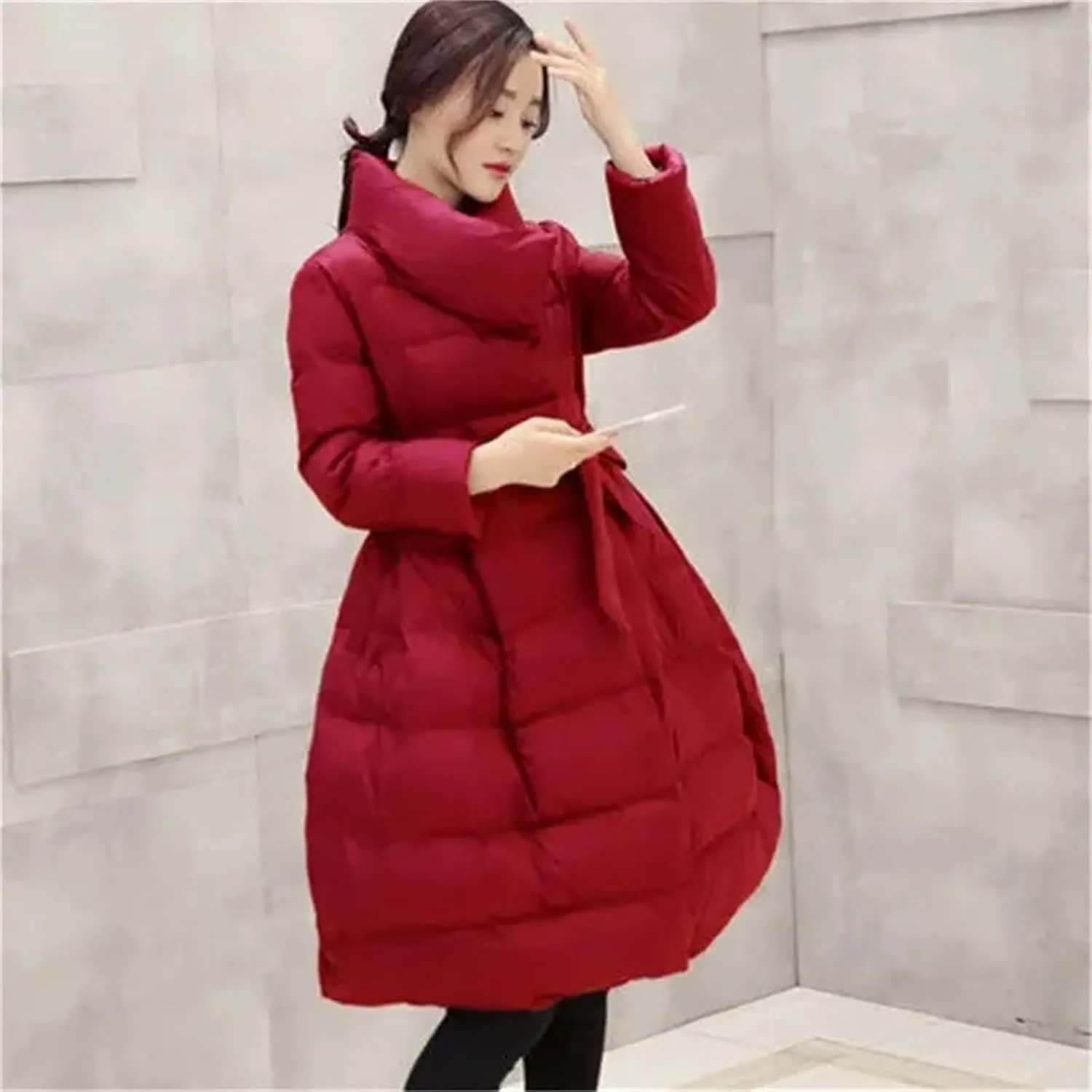 Winter Jacket Cotton Coat Women's Parkas Mid Length Korean Slim Warm Cotton Padded Coat