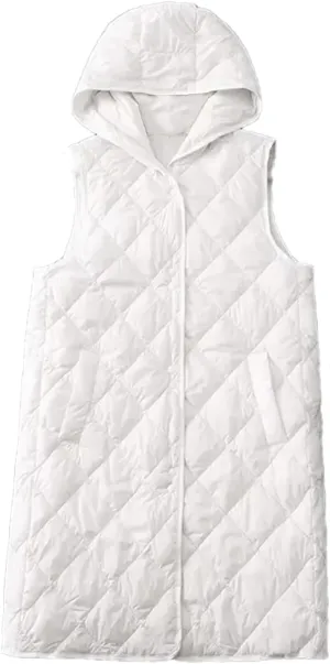 Winter Lightweight Tank Top Women Sleeveless Down Vest Coat Loose Hooded Mid Long Cotton Padded Waistcoat