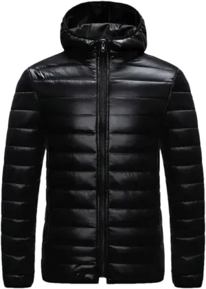 Winter Men Coat Hooded Cotton Padded Warm Windproof Parka Zipper Closure Lightweight Male Down Coat Sports Clothes