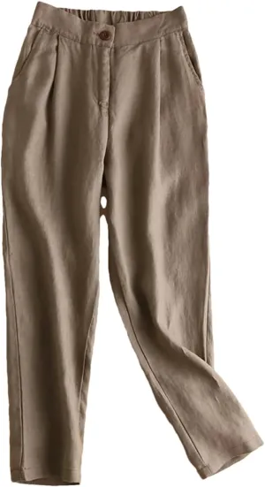 with Pocket Harem Pants for Women High Waist Slim Nine-Point Suit Pants Solid Office Pants