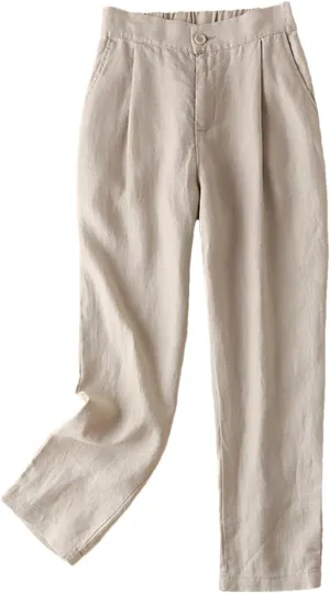with Pocket Harem Pants for Women High Waist Slim Nine-Point Suit Pants Solid Office Pants