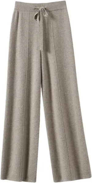 Women Cashmere Pants Knitted Loose Cashmere Wide Leg Pants