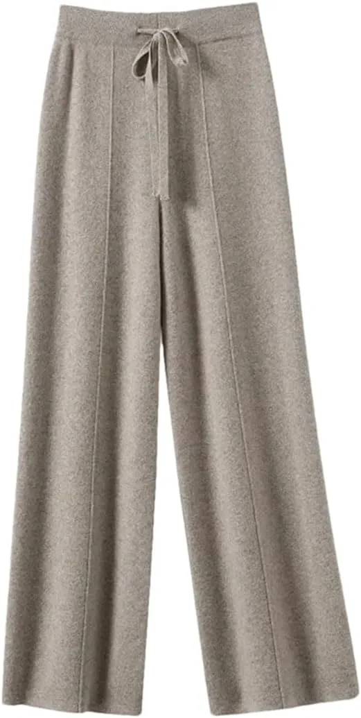 Women Cashmere Pants Knitted Loose Cashmere Wide Leg Pants