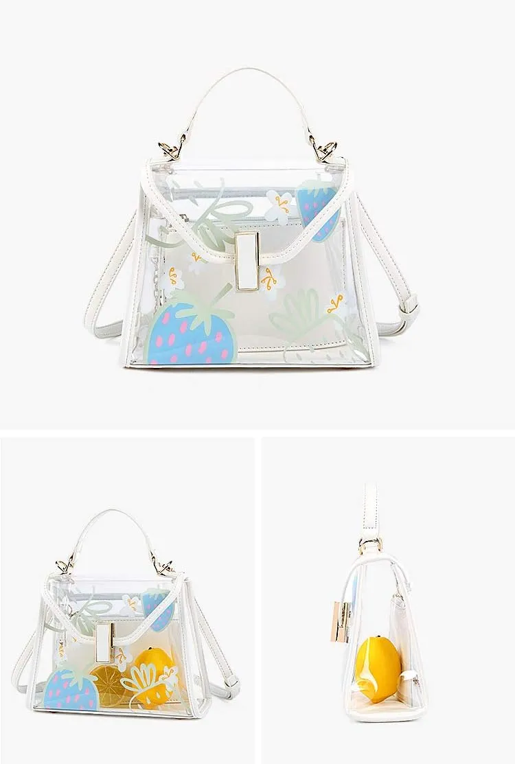 Women Chic Clear Tote Handbags Transparent PVC Satchel Top Handle Cross Body Bag