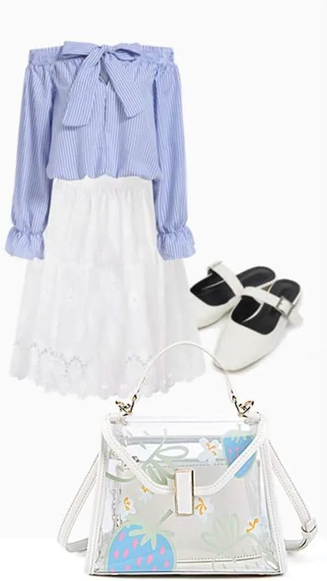 Women Chic Clear Tote Handbags Transparent PVC Satchel Top Handle Cross Body Bag