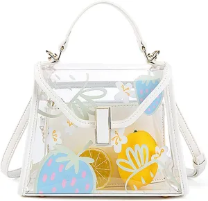 Women Chic Clear Tote Handbags Transparent PVC Satchel Top Handle Cross Body Bag
