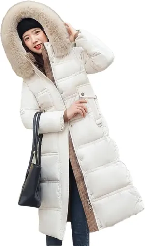 Women Cotton Padded Coat Thicken Warm Down Cotton Parkas Winter Jacket Long Warm Puffer Coat With Belt Overcoat