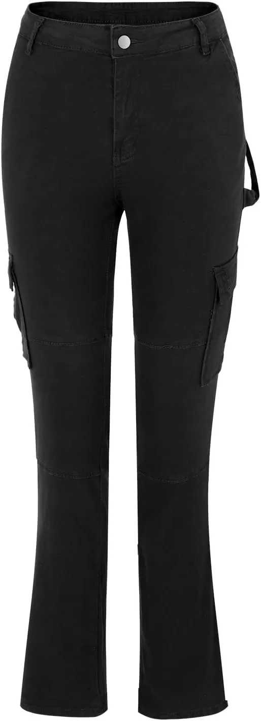 Women Fashion Streetwear Pockets High Waist Straight Vintage Baggy Trousers Cargo Pants Pants with Pockets for