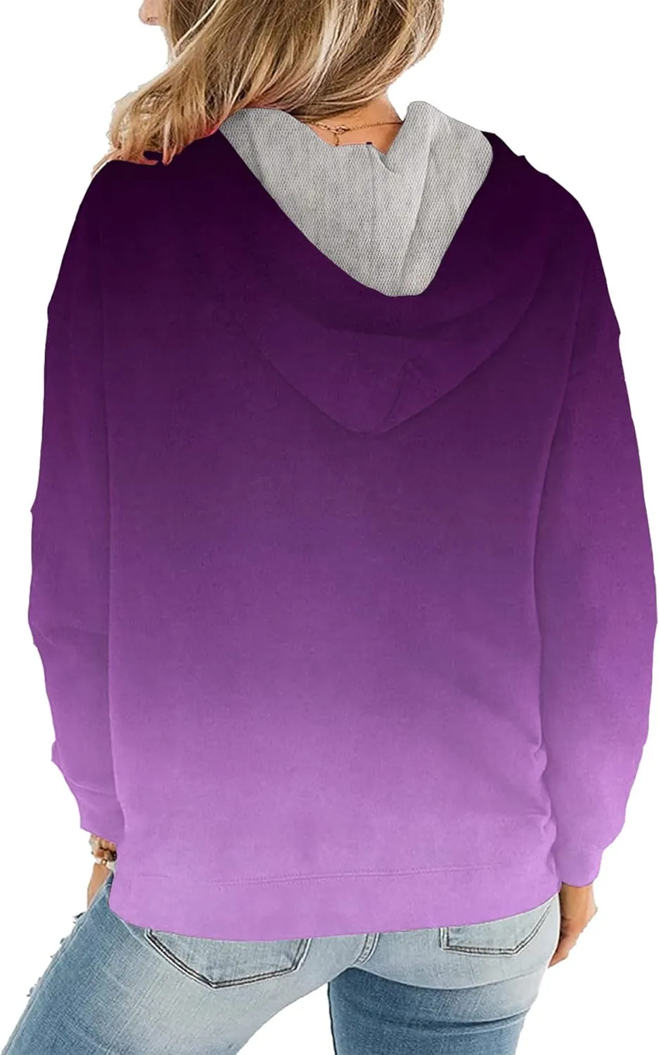 Women Hoodies Pullover Casual Thin Sweatshirts with Pockets Loose Fit Long Sleeve Drawstring Design Hoody Sweatshirt