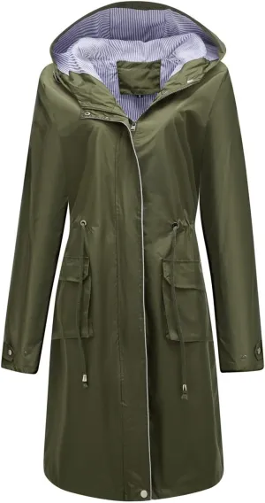 Women Light Rain Jacket Waterproof Active Outdoor Trench Raincoat With Hood Lightweight Plus Size Women Rain