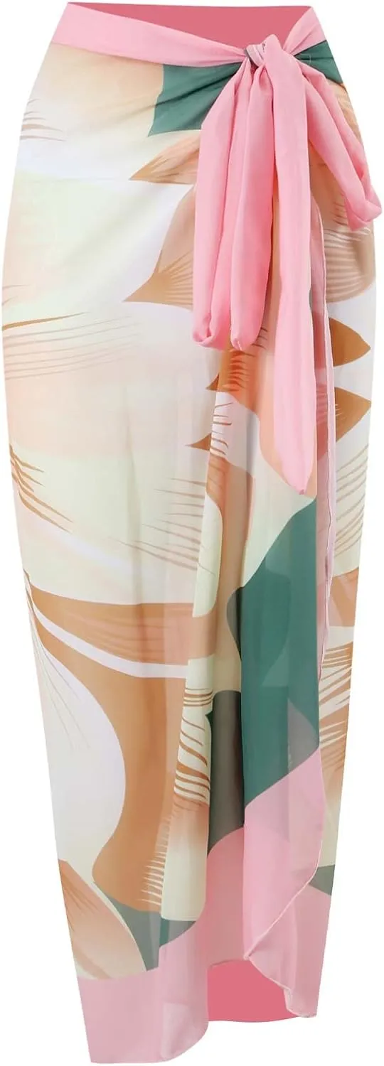 Women Swimwear Two Piece Set Swim Dress Tops Vintage Print Swimsuit Monokini Bikini Set