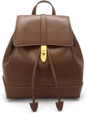 Women Vintage Double Strap Backpack Drawstring Bucket Bag Top Handle Casual Purse for Daily (Brown)