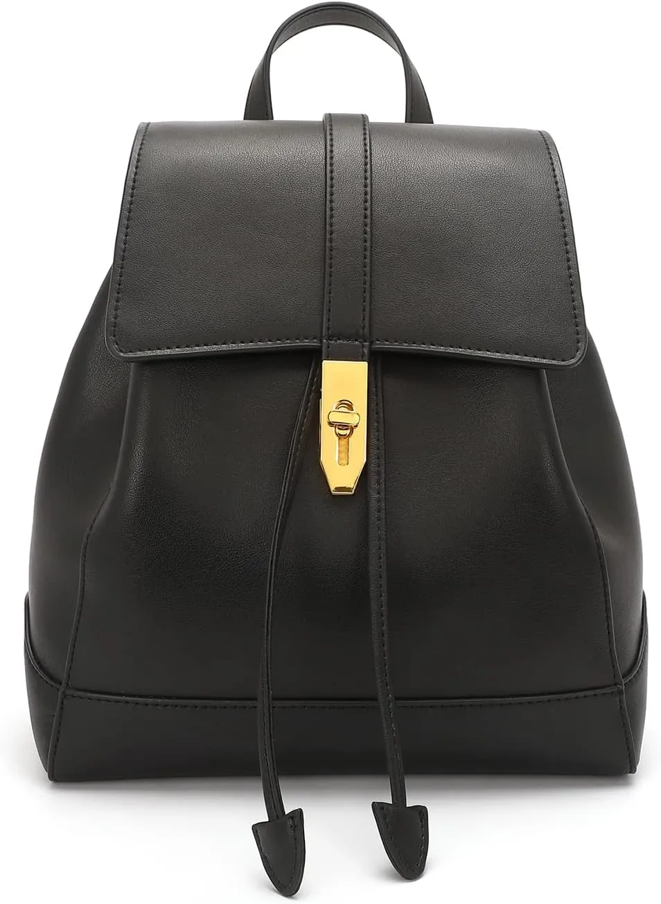 Women Vintage Double Strap Backpack Drawstring Bucket Bag Top Handle Casual Purse for Daily (White), Black
