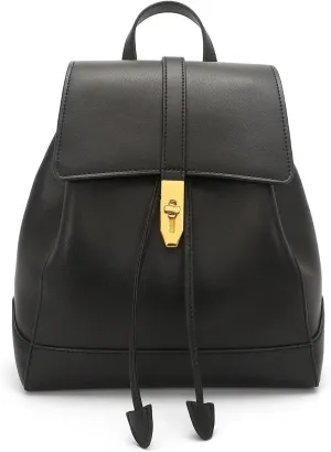 Women Vintage Double Strap Backpack Drawstring Bucket Bag Top Handle Casual Purse for Daily (White), Black