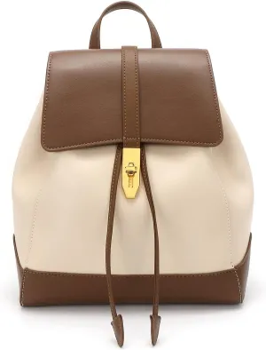 Women Vintage Double Strap Backpack Drawstring Bucket Bag Top Handle Casual Purse for Daily (White)