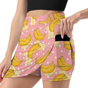 Women's Athletic Skirt Mini Elastic High Waist Yoga Workout Skorts with Inner Pocket Casual Wear