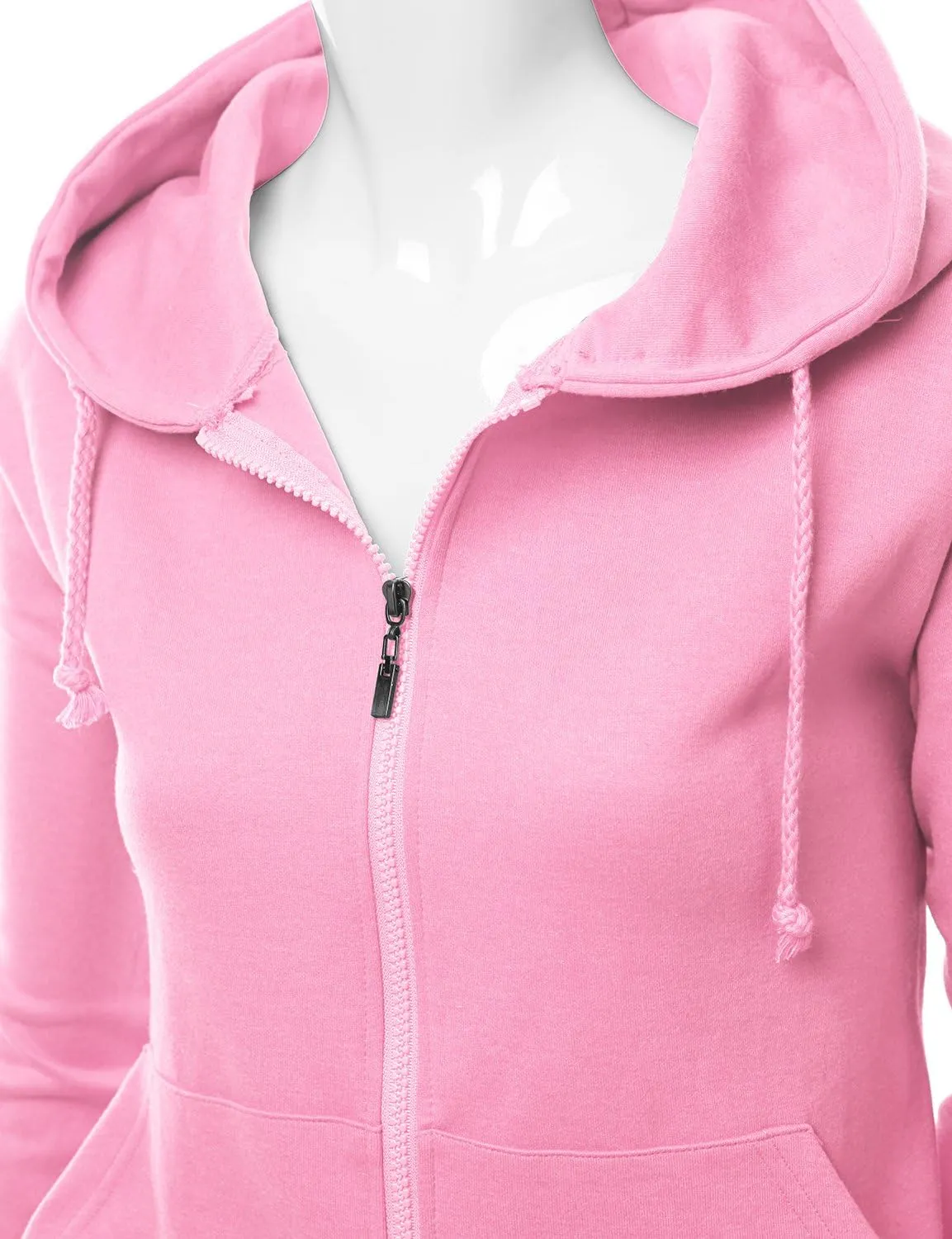 Women's Basic Long Sleeve Zip Up Hoodie in Colors