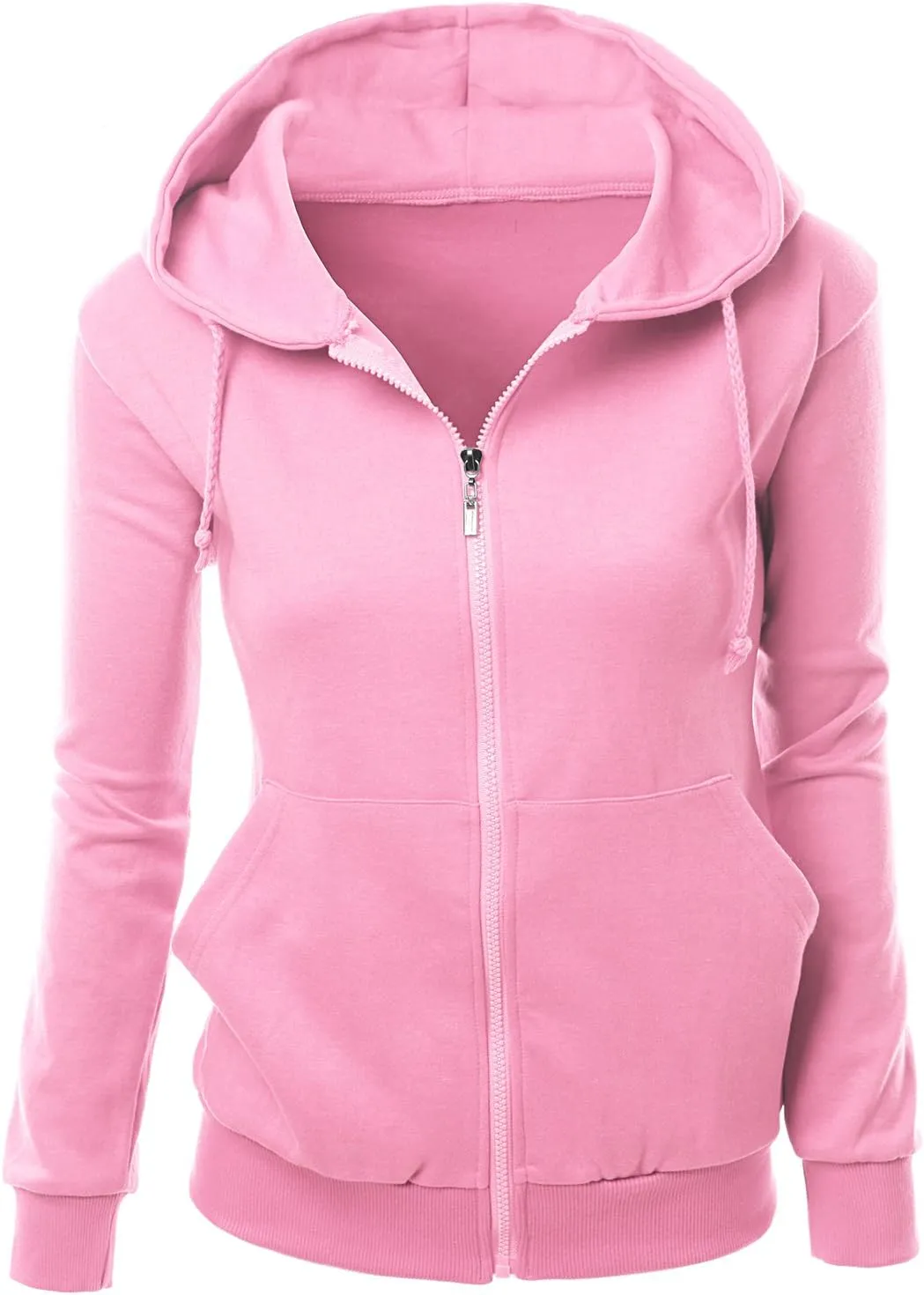 Women's Basic Long Sleeve Zip Up Hoodie in Colors