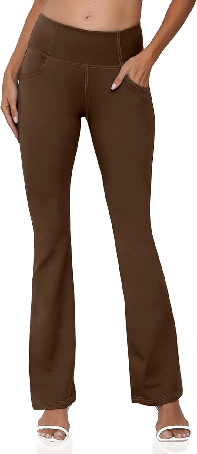 Women's Bootcut Yoga Pants, Wide Leg Leggings with Pockets High Waist Flare Dress Pants Petite/Regular/Tall