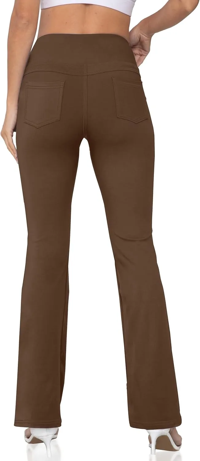 Women's Bootcut Yoga Pants, Wide Leg Leggings with Pockets High Waist Flare Dress Pants Petite/Regular/Tall