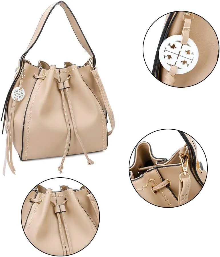 Womens Bucket Shoulder Bag Classic Drawstring Handbag Crossbody Bag