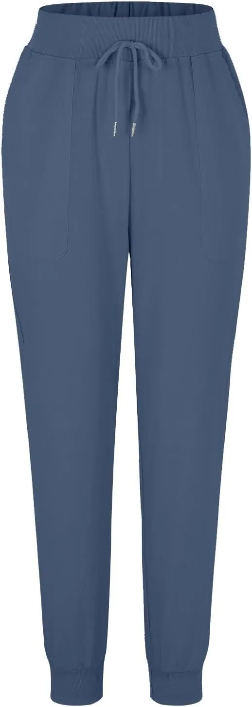 Womens Cotton Linen Pants Summer Beach Drawstring Elastic Waist Pants Casual Trousers with Pockets