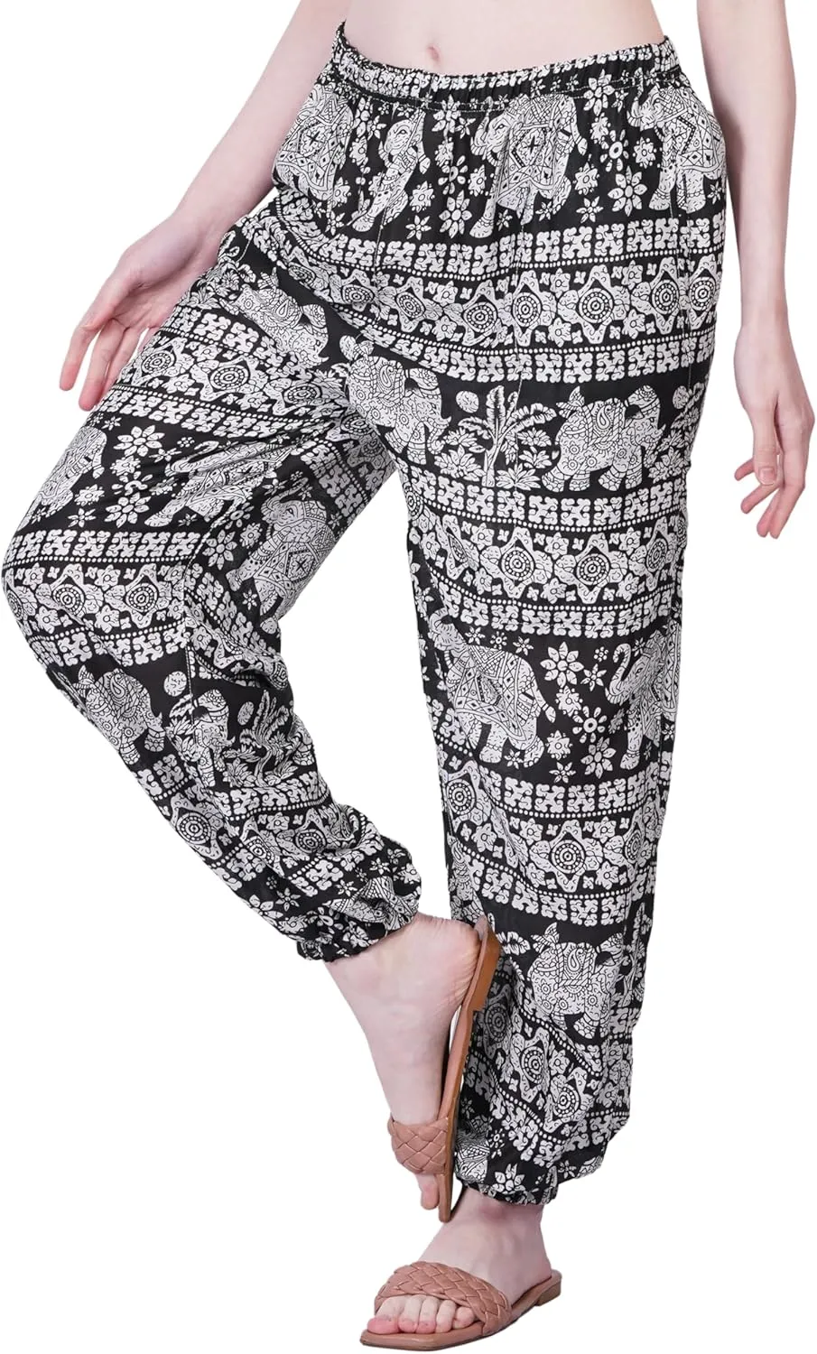Women's Harem Pants | Flowy Hippie Clothes | Comfy Bohemian Elasticated Yoga Pants with 2 Side Pockets for Women