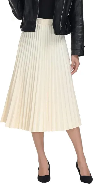 Women's High Waist A-Line Skirt Pleated Midi Skirts 31.89"-Length