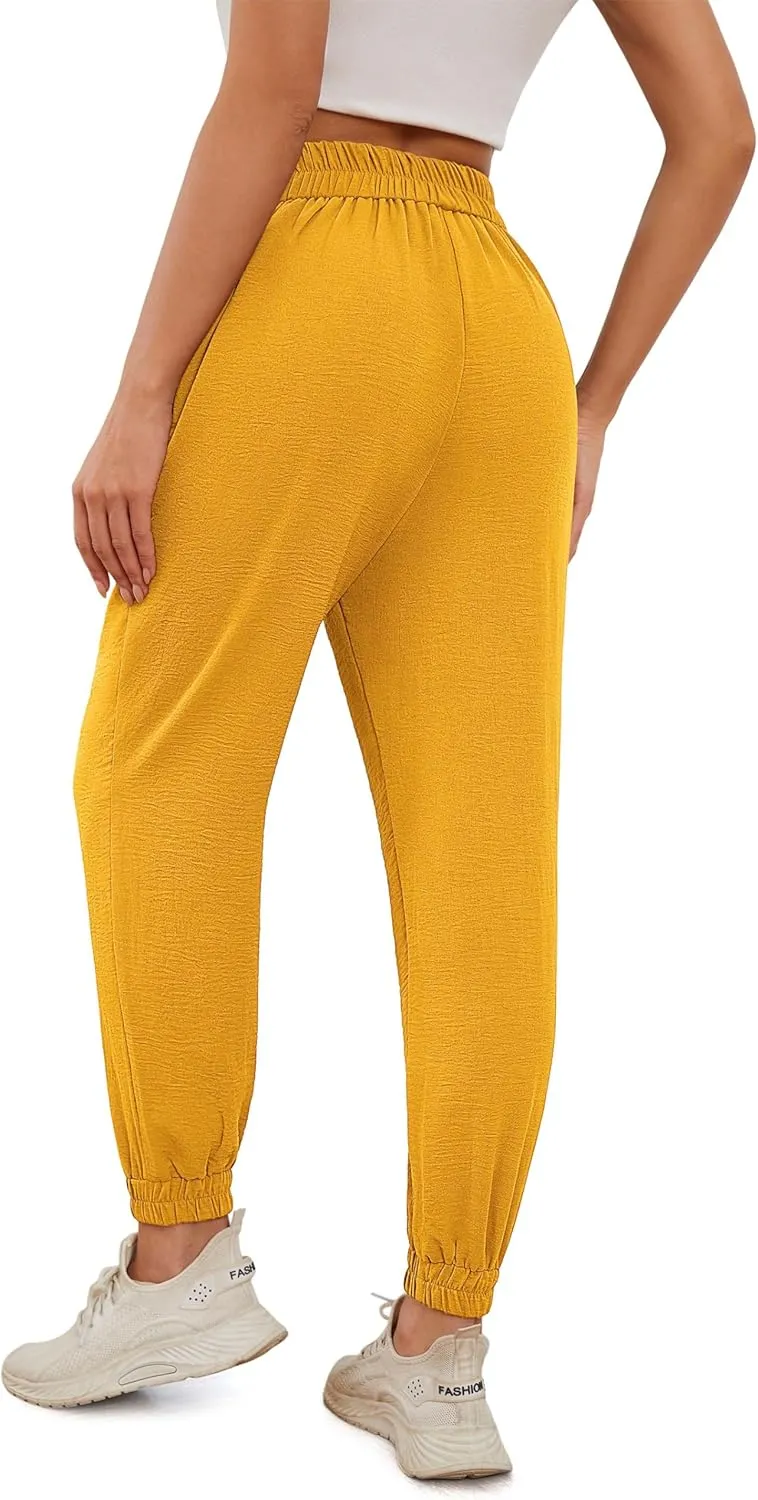 Womens High Waist Dressy Joggers Bow-Knot Loose Business Casual Pants for Work Tapered Trousers with Pockets