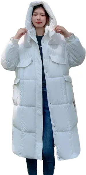 Womens Long Winter Jacket Down Cotton Coat Thick Warm Cotton Padded Coat Large Loose Puffer Parkas Hooded
