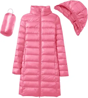 Women's Long Winter Puffer Coat Warm Packable Maxi Down Jacket Removable Hood Parka Winter Coat