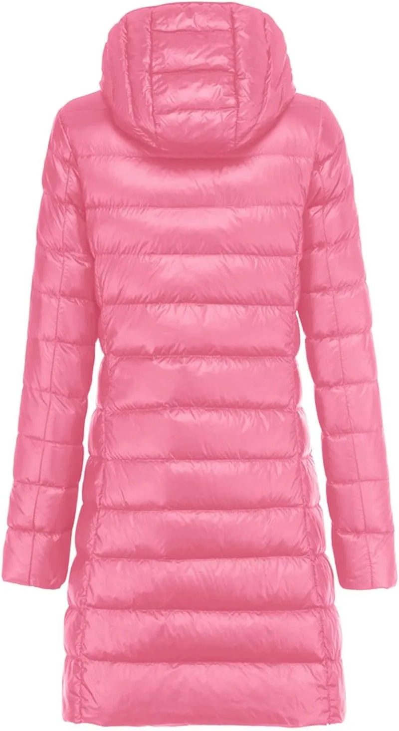Women's Long Winter Puffer Coat Warm Packable Maxi Down Jacket Removable Hood Parka Winter Coat