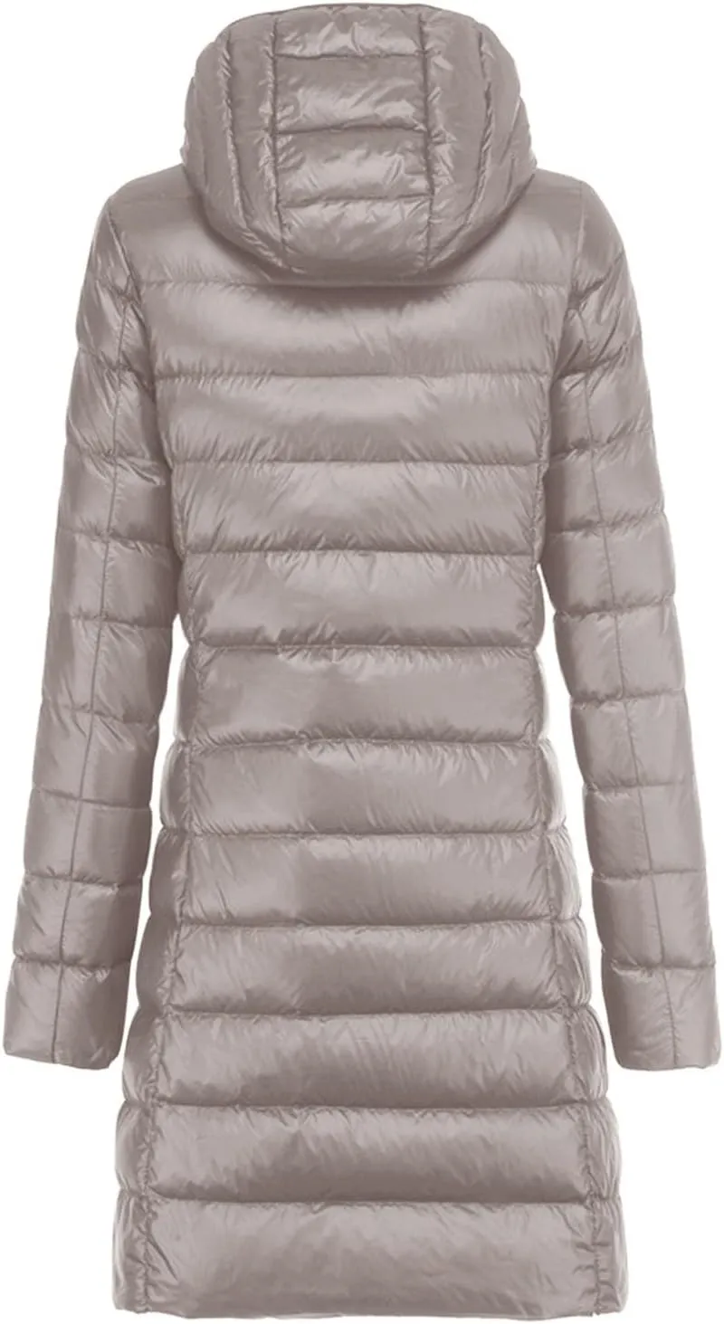 Women's Long Winter Puffer Coat Warm Packable Maxi Down Jacket Removable Hood Parka Winter Coat