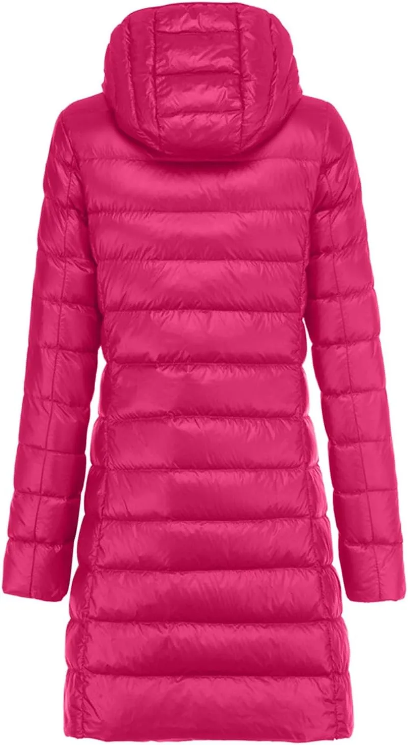 Women's Long Winter Puffer Coat Warm Packable Maxi Down Jacket Removable Hood Parka Winter Coat