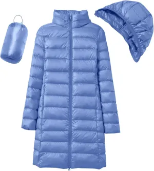 Women's Long Winter Puffer Coat Warm Packable Maxi Down Jacket Removable Hood Parka Winter Coat
