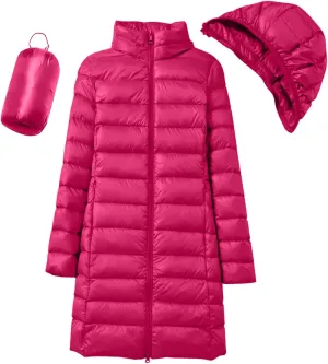 Women's Long Winter Puffer Coat Warm Packable Maxi Down Jacket Removable Hood Parka Winter Coat