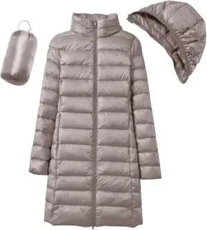 Women's Long Winter Puffer Coat Warm Packable Maxi Down Jacket Removable Hood Parka Winter Coat