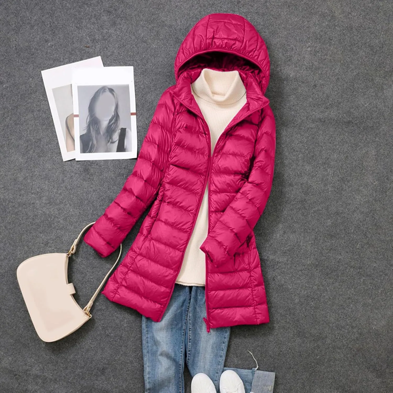Women's Long Winter Puffer Coat Warm Packable Maxi Down Jacket Removable Hood Parka Winter Coat