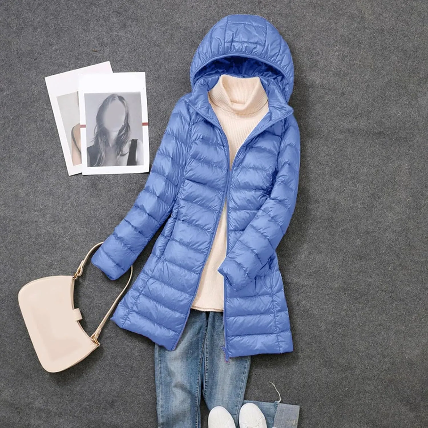 Women's Long Winter Puffer Coat Warm Packable Maxi Down Jacket Removable Hood Parka Winter Coat