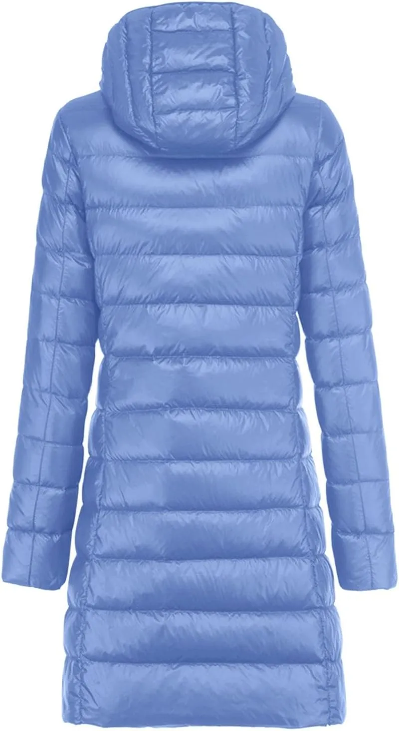 Women's Long Winter Puffer Coat Warm Packable Maxi Down Jacket Removable Hood Parka Winter Coat