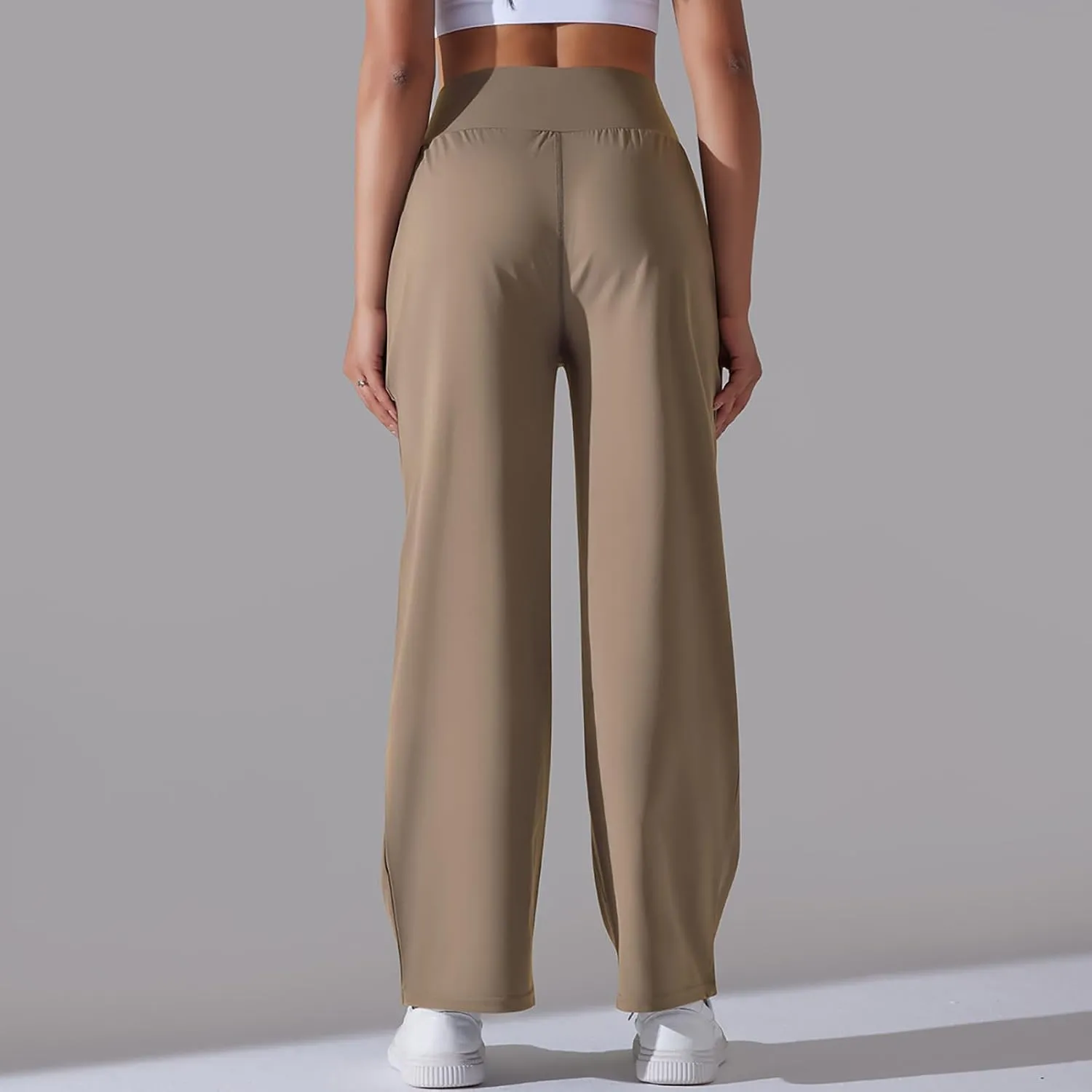 Women's Loose Wide Leg High Waist Yoga Pants with Pockets Stretchy Work Casual Straight Leg Lounge Sweatpants