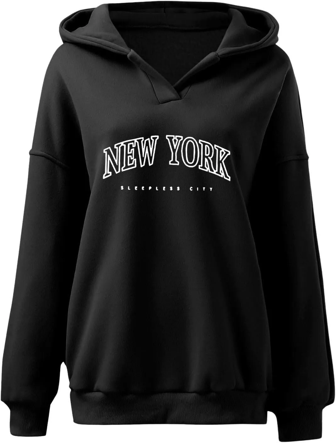 Womens Oversized Hoodies Long Sleeve Pullover Casual Fall Teen Girls Preppy Clothes 2024 Trendy V Neck Sweatshirts