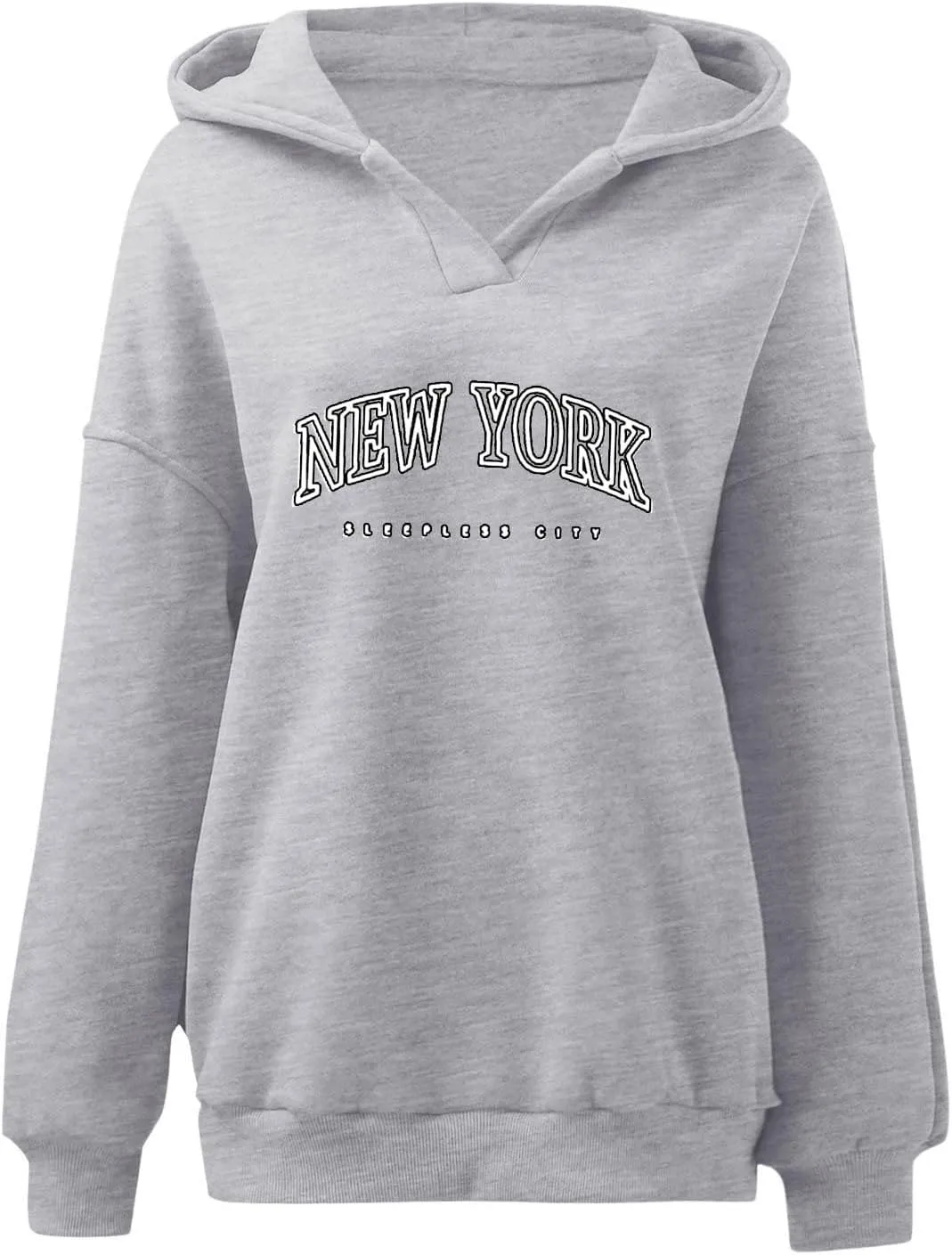Womens Oversized Hoodies Long Sleeve Pullover Casual Fall Teen Girls Preppy Clothes 2024 Trendy V Neck Sweatshirts