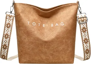 Women's PVC Tote Bag Guitar Strap Crossbody Shoulder Bag Large Work College Daily Kraft Paper Handbag