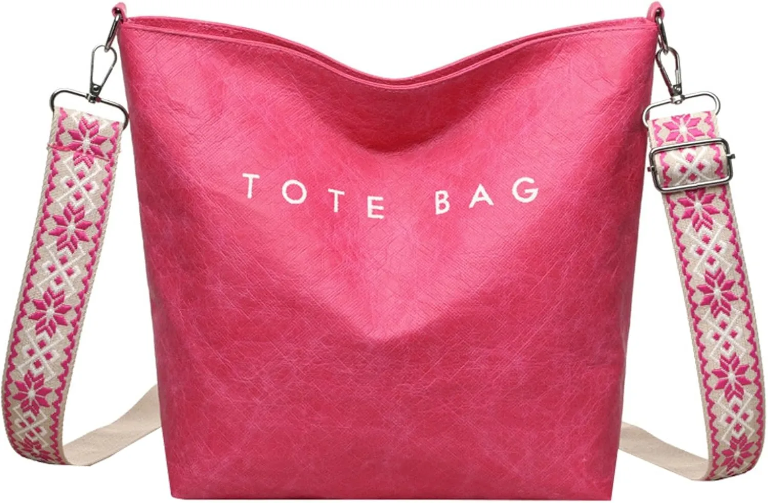 Women's PVC Tote Bag Guitar Strap Crossbody Shoulder Bag Large Work College Daily Kraft Paper Handbag