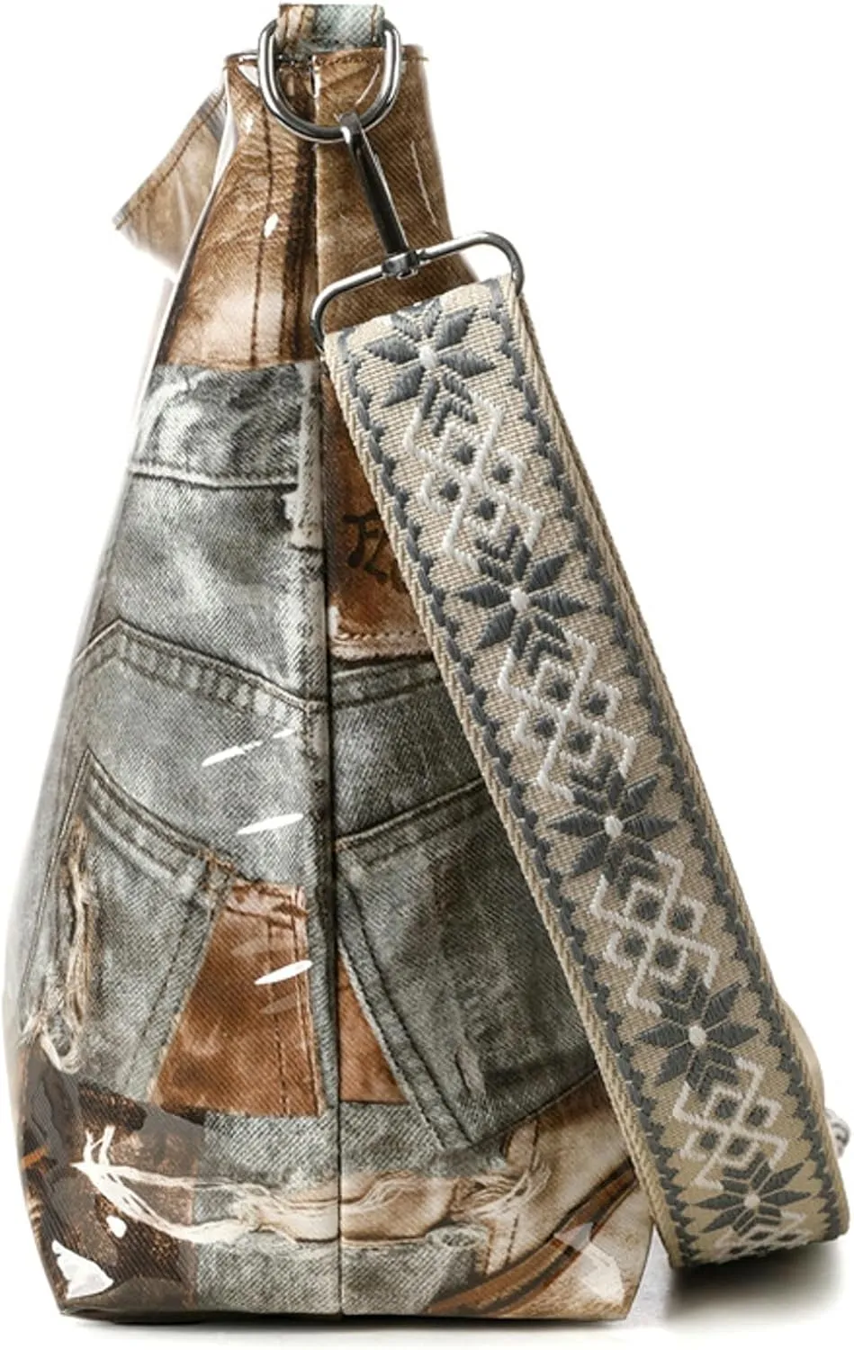 Women's PVC Tote Bag Guitar Strap Crossbody Shoulder Bag Large Work College Daily Kraft Paper Handbag