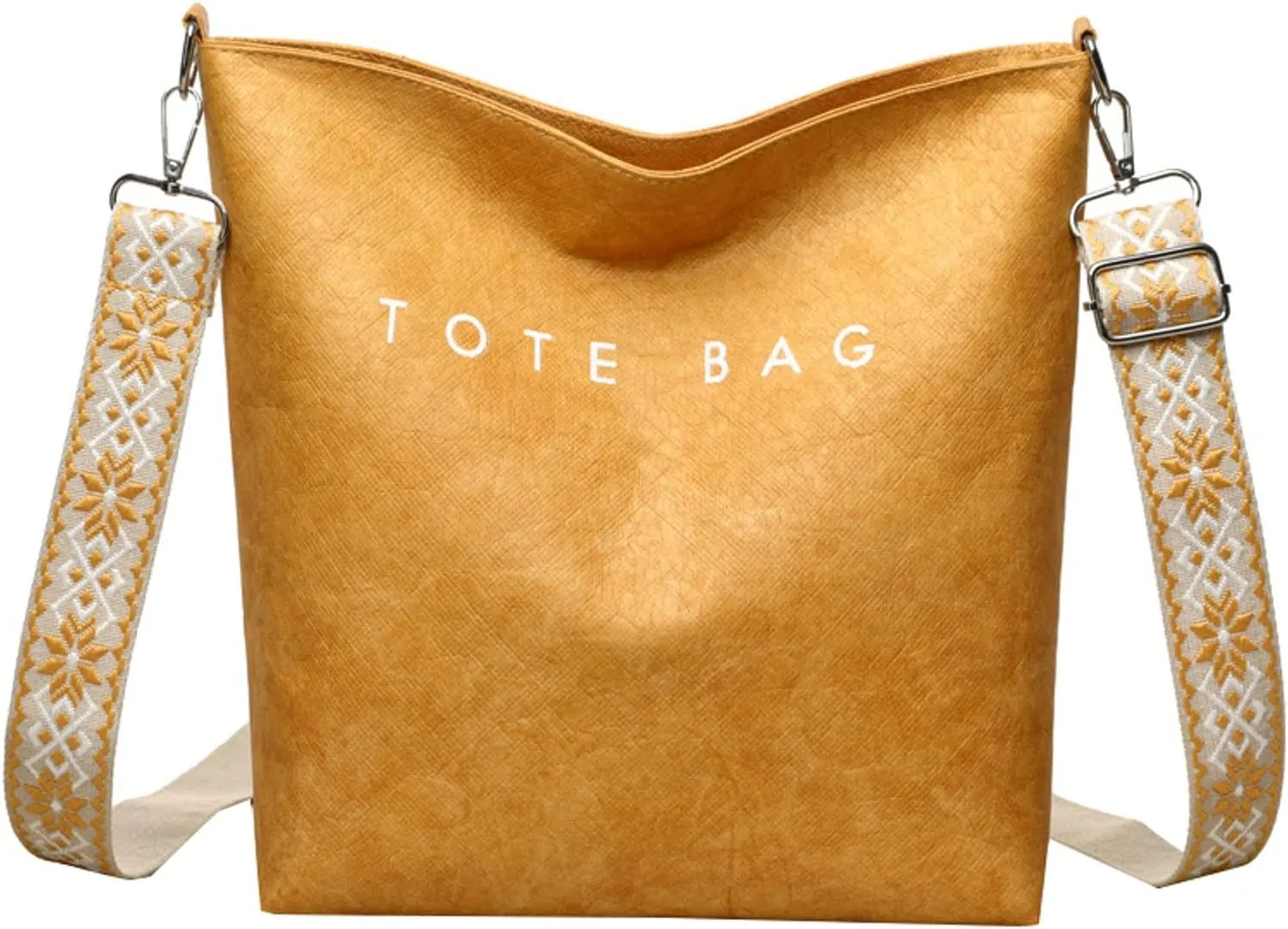 Women's PVC Tote Bag Guitar Strap Crossbody Shoulder Bag Large Work College Daily Kraft Paper Handbag